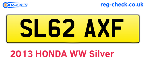 SL62AXF are the vehicle registration plates.