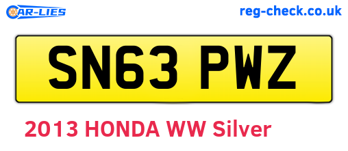 SN63PWZ are the vehicle registration plates.