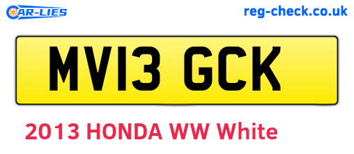 MV13GCK are the vehicle registration plates.