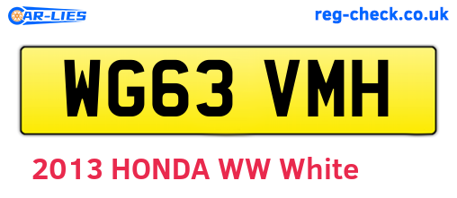 WG63VMH are the vehicle registration plates.