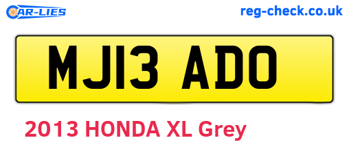 MJ13ADO are the vehicle registration plates.