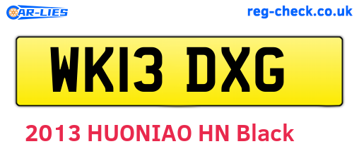 WK13DXG are the vehicle registration plates.