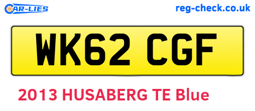 WK62CGF are the vehicle registration plates.