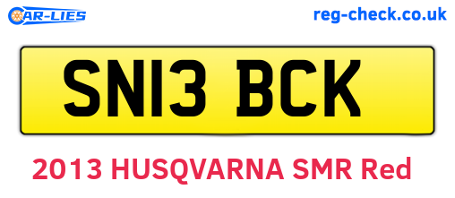 SN13BCK are the vehicle registration plates.