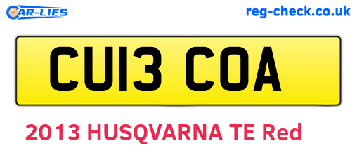 CU13COA are the vehicle registration plates.
