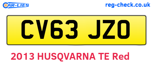 CV63JZO are the vehicle registration plates.