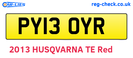 PY13OYR are the vehicle registration plates.