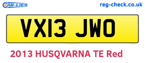 VX13JWO are the vehicle registration plates.