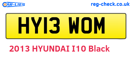 HY13WOM are the vehicle registration plates.