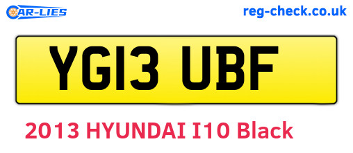YG13UBF are the vehicle registration plates.