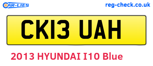 CK13UAH are the vehicle registration plates.