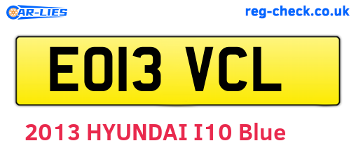 EO13VCL are the vehicle registration plates.