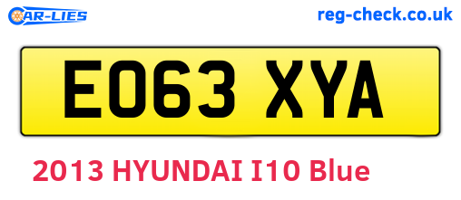 EO63XYA are the vehicle registration plates.