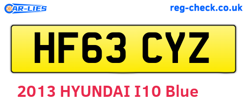 HF63CYZ are the vehicle registration plates.