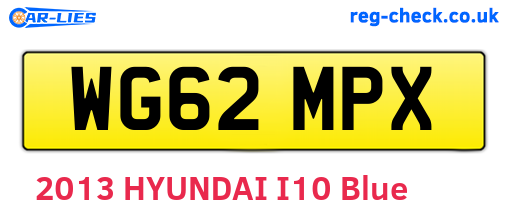 WG62MPX are the vehicle registration plates.