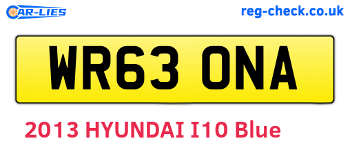 WR63ONA are the vehicle registration plates.