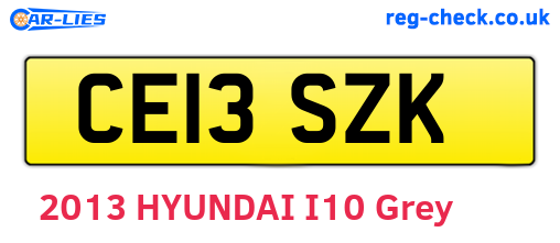 CE13SZK are the vehicle registration plates.