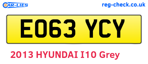 EO63YCY are the vehicle registration plates.