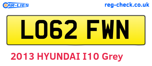 LO62FWN are the vehicle registration plates.