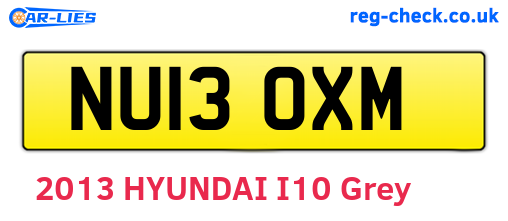NU13OXM are the vehicle registration plates.