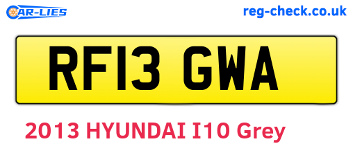 RF13GWA are the vehicle registration plates.