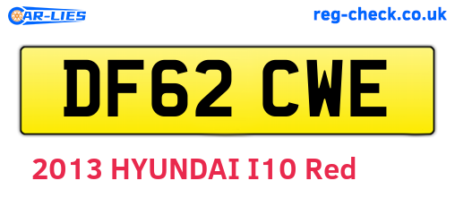 DF62CWE are the vehicle registration plates.