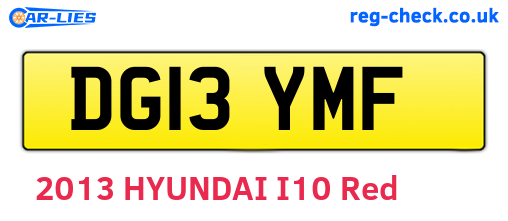 DG13YMF are the vehicle registration plates.