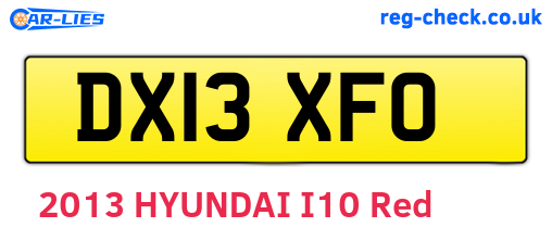 DX13XFO are the vehicle registration plates.