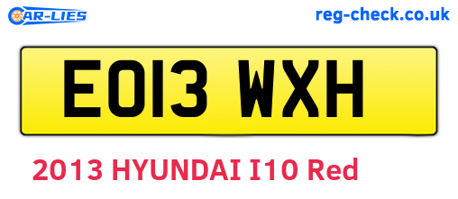 EO13WXH are the vehicle registration plates.