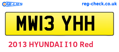 MW13YHH are the vehicle registration plates.