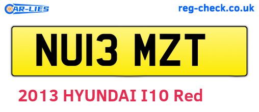 NU13MZT are the vehicle registration plates.