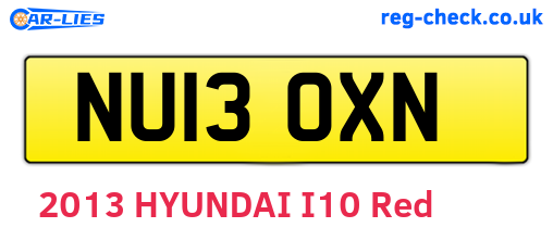 NU13OXN are the vehicle registration plates.