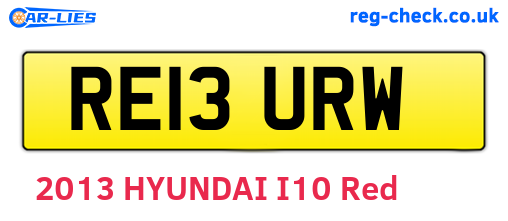 RE13URW are the vehicle registration plates.