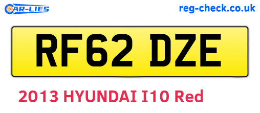 RF62DZE are the vehicle registration plates.