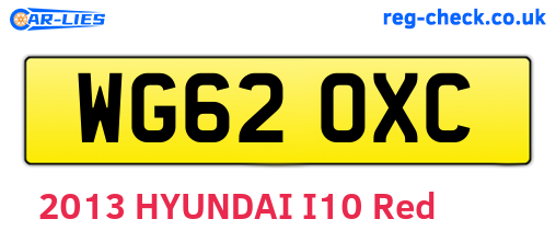 WG62OXC are the vehicle registration plates.