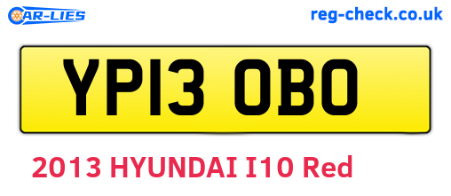YP13OBO are the vehicle registration plates.