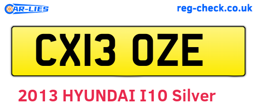 CX13OZE are the vehicle registration plates.