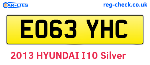 EO63YHC are the vehicle registration plates.