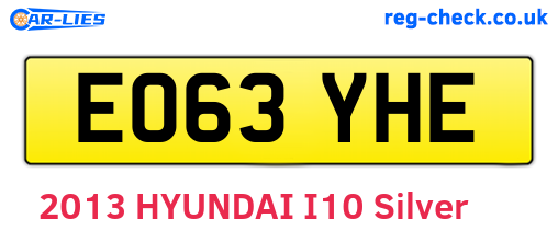 EO63YHE are the vehicle registration plates.