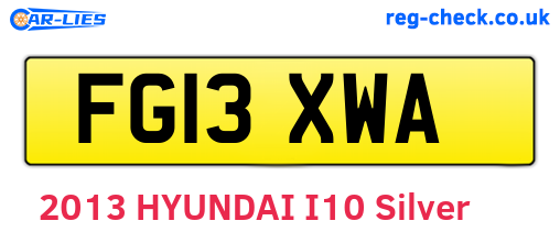 FG13XWA are the vehicle registration plates.