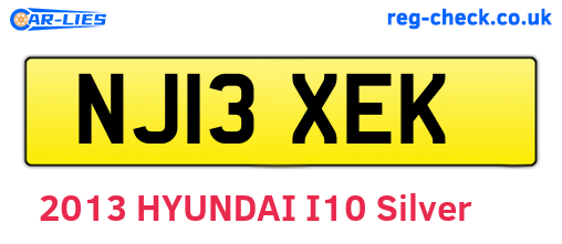 NJ13XEK are the vehicle registration plates.