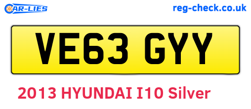 VE63GYY are the vehicle registration plates.