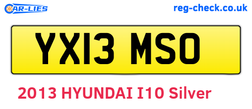 YX13MSO are the vehicle registration plates.