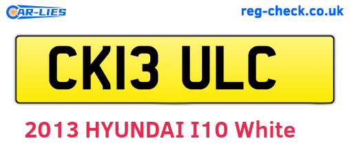 CK13ULC are the vehicle registration plates.