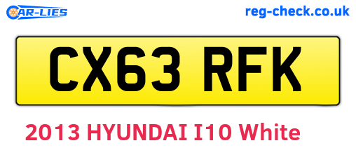 CX63RFK are the vehicle registration plates.