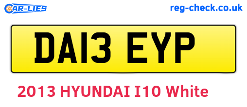DA13EYP are the vehicle registration plates.