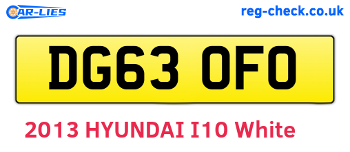 DG63OFO are the vehicle registration plates.