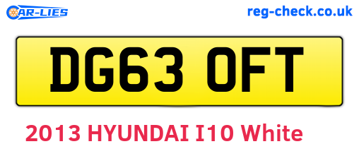 DG63OFT are the vehicle registration plates.