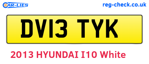 DV13TYK are the vehicle registration plates.