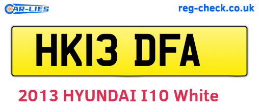 HK13DFA are the vehicle registration plates.